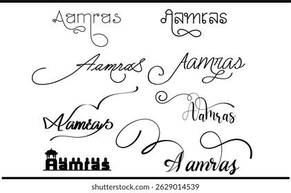 Logo de la tipografía de Aamras, emblema de la tipografía de Aamras creativa – Elegante marca de letras con tema de mango