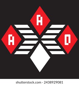 AAO-Buchstabe-Logo-Vektor-Design Rot und Weiß, schwarzer Farbhintergrund AAO-Buchstabe-Logo - Icon-Design
