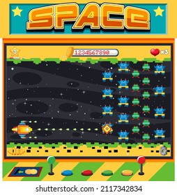 Aarcade pixel space game interface illustration