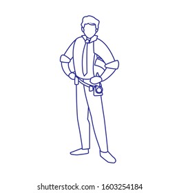 Aarchitect avatar man with helmet design of Construction working maintenance worker job workshop repairing and progress theme Vector illustration