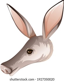 Aardvark Africa cabeza animal nativa sobre fondo blanco ilustración