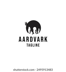 Aardvark animal logo icon design template flat vector