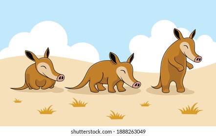 Aardvark Cartoon Character Nature Animals