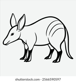 Aardvark line art White background illustration