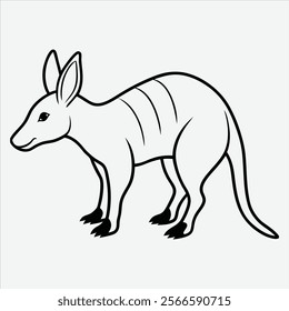 Aardvark line art White background illustration