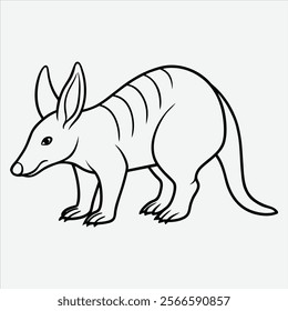 Aardvark line art White background illustration