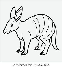 Aardvark line art White background illustration
