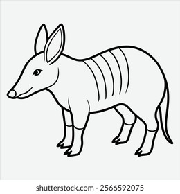 Aardvark line art White background illustration