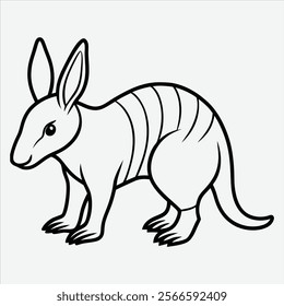 Aardvark line art White background illustration