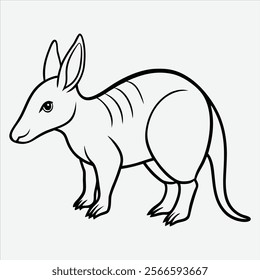 Aardvark line art White background illustration