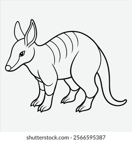 Aardvark line art White background illustration