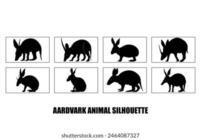 Colección de Vector de silueta de cerdo hormiguero , Animal salvaje, Ilustración de silueta de cerdo hormiguero aislado sobre fondo blanco. Animales Raros.
