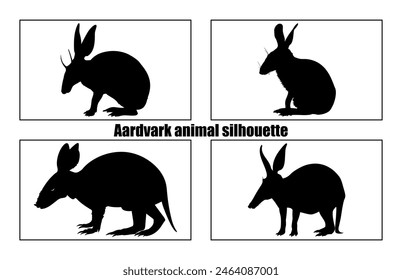 Conjunto de Vector de silueta de cerdo hormiguero, animal salvaje, ilustración de silueta de cerdo hormiguero aislado sobre fondo blanco. Animales Raros.
