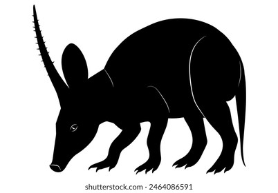 Vector de silueta de cerdo hormiguero, animal salvaje, ilustración de silueta de cerdo hormiguero aislado sobre fondo blanco. Animales Raros.
