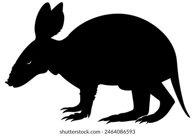 Vector de silueta de cerdo hormiguero, animal salvaje, ilustración de silueta de cerdo hormiguero aislado sobre fondo blanco. Animales Raros.
