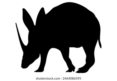 Vector de silueta de cerdo hormiguero, animal salvaje, ilustración de silueta de cerdo hormiguero aislado sobre fondo blanco. Animales Raros.
