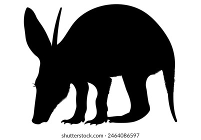 Vector de silueta de cerdo hormiguero, animal salvaje, ilustración de silueta de cerdo hormiguero aislado sobre fondo blanco. Animales Raros.
