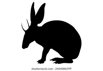 Vector de silueta de cerdo hormiguero, animal salvaje, ilustración de silueta de cerdo hormiguero aislado sobre fondo blanco. Animales Raros.
