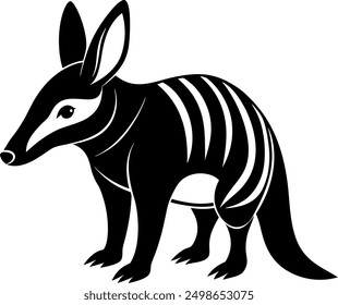 Aardvark with solid black and white color and with white background 