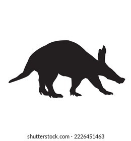 aardvark vector silhouette isolated on white.
