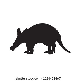 silueta vectorial aardvark aislada en blanco.