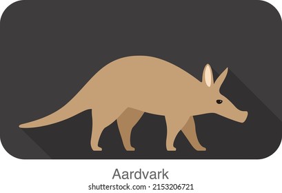 aardvark walking flat icon, side view, vector illustration