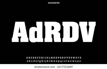 AardvarkBold vector font alphabet with numbers