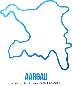 Aargau Canton of Switzerland simplified blue map with title