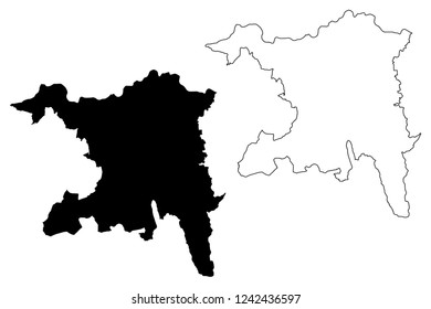 Aargau (Cantons of Switzerland, Swiss cantons, Swiss Confederation) map vector illustration, scribble sketch Canton of Argovia map