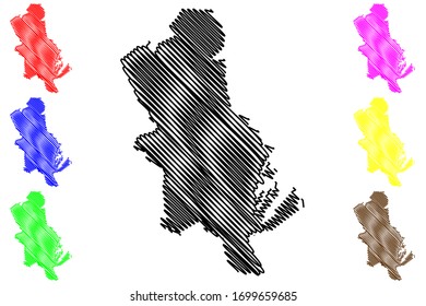 Aarhus City (Kingdom of Denmark) map vector illustration, scribble sketch City of Arhus map