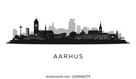 Aarhus skyline with Denmark City silhouette Vector.