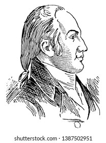 Aaron Burr, 1756-1836, he was an American politician, third Vice President of the United States from 1801 to 1805, attorney general and U.S. senator from the state New York, vintage line drawing