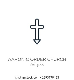 Aaronic order church icon. Thin linear aaronic order church outline icon isolated on white background from religion collection. Line vector sign, symbol for web and mobile