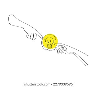 a\Artistic vector of two people connecting to brainstorm ideas and boost creativity making innovations.