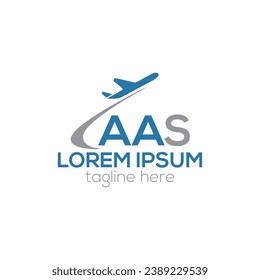 AAS letter aviation air plane logo design vector template