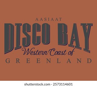 Aasiaat Disco Bay Western Coast Of Greenland theme College Look graphic T-shirt design artwork for t-shirts and others. 