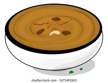 Aate Ka Halwa indian Sweet food Vector