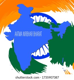 Aatma Nirbhar Bharat means Self reliant India showing Indian flag