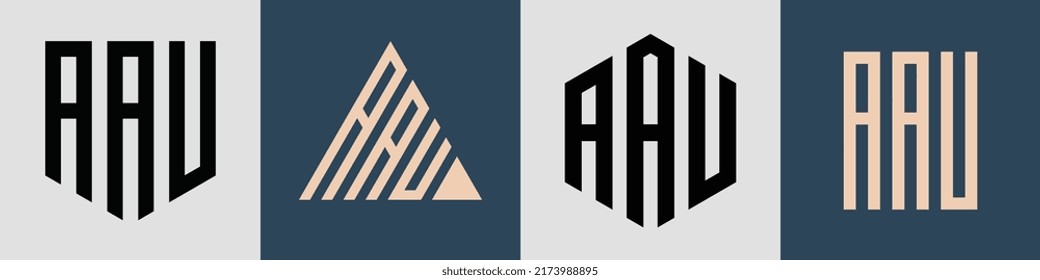 AAU modern initial letter logo design vector bundle. It will be suitable for which company or brand name start those initial.