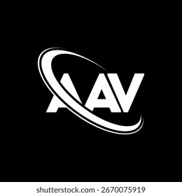 AAV logo. AAV letter logo design. Intitials AAV logo linked with circle and uppercase monogram logo. AAV typography for technology, business and real estate brand.