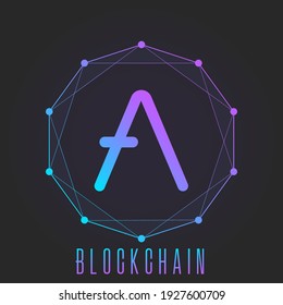 Aave el concepto de blockchain. Logo de gradiente colorido aislado en el fondo oscuro.