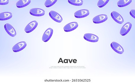Ave moedas caindo do céu. Plano de fundo do banner do conceito de criptomoeda AVE.