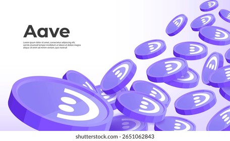 Deixem as moedas caindo do céu. Plano de fundo do banner do conceito de criptomoeda AVE.