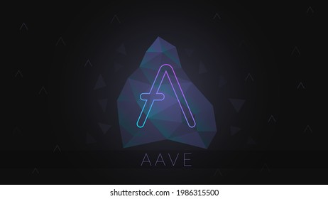 Aave colorful gradient logo with polygonal shape on dark background.
