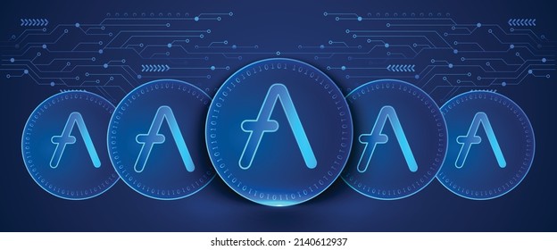Aave (AAVE) crypto coin futuristic technology background. Decentralized finance and virtual currency concept cryptocurrency vector illustration. 