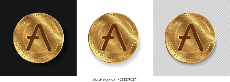 Aave crypto Currency Logo einzeln auf dunklem, weißem und transparentem Hintergrund, Vektorgrafik. Goldene Token-Münzen können als Aufkleber, Etiketten, Symbole, Abzeichen und Embleme für das Technologiekonzept verwendet werden