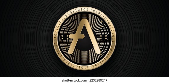 Aave (AAVE) criptodivisa logotipo de moneda símbolo vectorial banner e ilustración de fondo