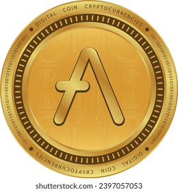 aave virtual currency. 3d vector illustrations