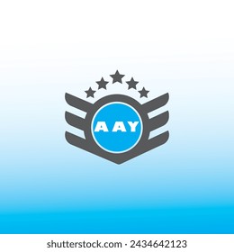 Diseño del vector del logotipo de la letra AAY fondo de color azul y blanco degradado Logo de la letra AAY - diseño del icono
