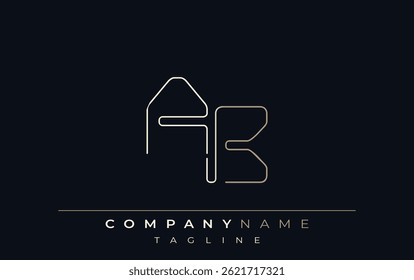 AB Abstract Line Style Logo. Minimalist Design Featuring the Letters A and B Abstract Line Style